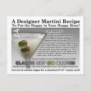 Classic Dry Gin Martini Recipe Briefkaart