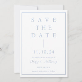 Classic Dusty Blue Border | Eenvoudig Elegant Save The Date
