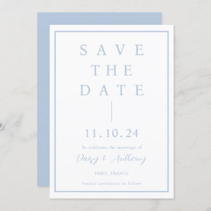 Classic Dusty Blue Border   Eenvoudig Elegant Save The Date