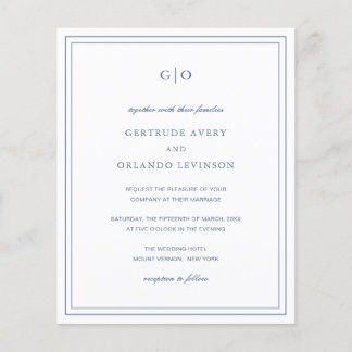 Classic Dusty Blue Budget Huwelijksuitnodiging Flyer