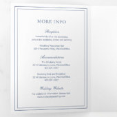 Classic Dusty Blue Elegant Wedding Drieluik Uitnodiging (Binnenzijde eerst)