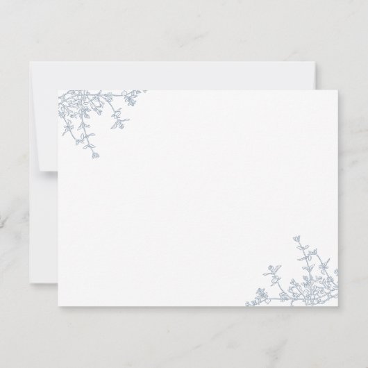 Classic Dusty Blue Floral Crest Monogram Notitiekaartje (Achterkant)