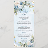 Classic Dusty Blue Floral Greenery Wedding Menu (Voorkant)