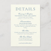 Classic Dusty Blue Minimalist Wedding Details Informatiekaartje (Voorkant)