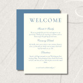 Classic Dusty Blue Minimalist Wedding Welcome Programma