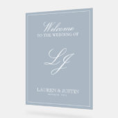 Classic Dusty Blue Moderne Monogramme Bienvenue (Angle)