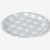 Classic Dusty Blue & White Gingham Check Papieren Bordje (Gekanteld)