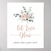 Classic Dusty Pink Rose Bloemen Laat Liefde Glow Poster (Voorkant)