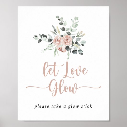 Classic Dusty Pink Rose Bloemen Laat Liefde Glow Poster (Voorkant)