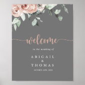 Classic Dusty Pink Rose Floral Wedding Welcome  Poster (Voorkant)