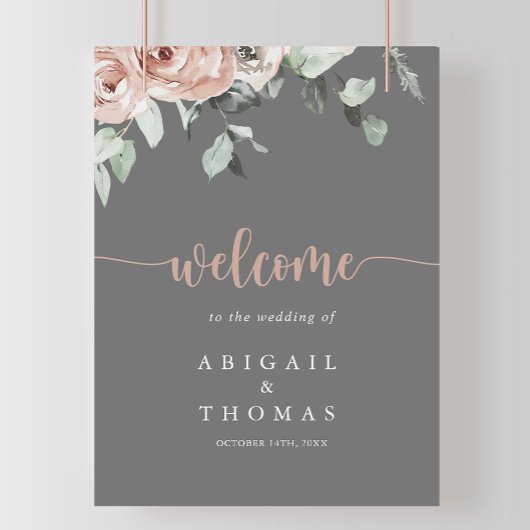 Classic Dusty Pink Rose Floral Wedding Welcome  Poster