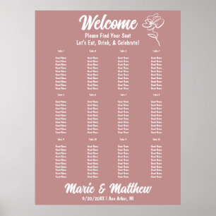 Classic Dusty Roos Bloemen Trouwstoel Grafiek Poster