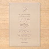 Classic Dusty Roos Script Monogram Weddenschap Acryl Uitnodigingen (Voorkant)