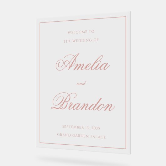 Classic Dusty Rose Border Script Wedding Welcome (Angle)