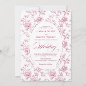 Classic Dusty Rose Rose Pattern Wedding Invitation Kaart (Voorkant)