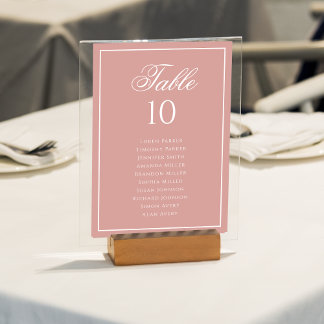 Classic Dusty Rose & White Wedding Seating Chart Kaart