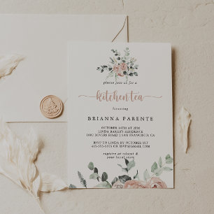 Classic Dusty Roze Rose Kitchen Tea Vrijgezellenfe Kaart