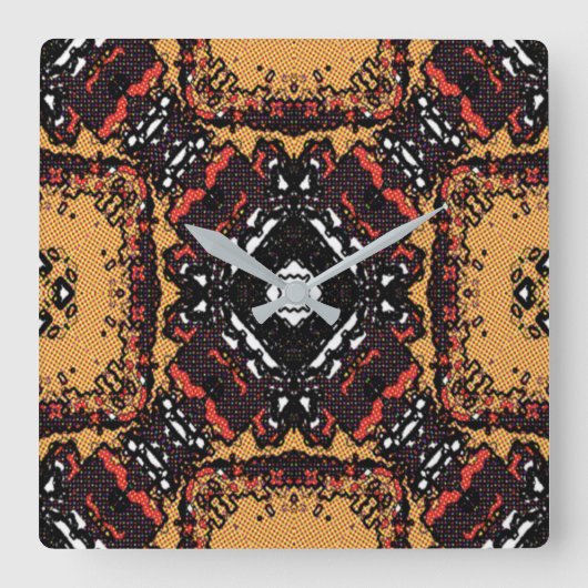 Classic Earth Tone Golden Browns Old World Pattern Vierkante Klok (Voorkant)