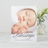 Classic Easter Blessenscript Foto Feestdagenkaart (Staand voorkant)