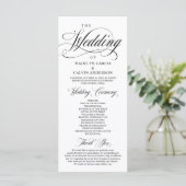 Classic Elegance Black Script, Wedding Ceremonie P Programma (Staand voorkant)