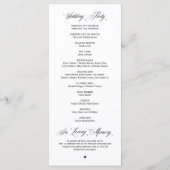 Classic Elegance Black Script, Wedding Ceremony Programma (Achterkant)