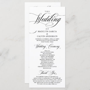 Classic Elegance Black Script, Wedding Ceremony Programma