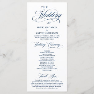 Classic Elegance Black Script, Wedding Ceremony Programma