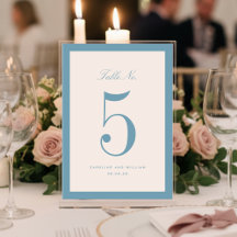 Classic Elegance Blue Mariage Carte Numéro de tabl