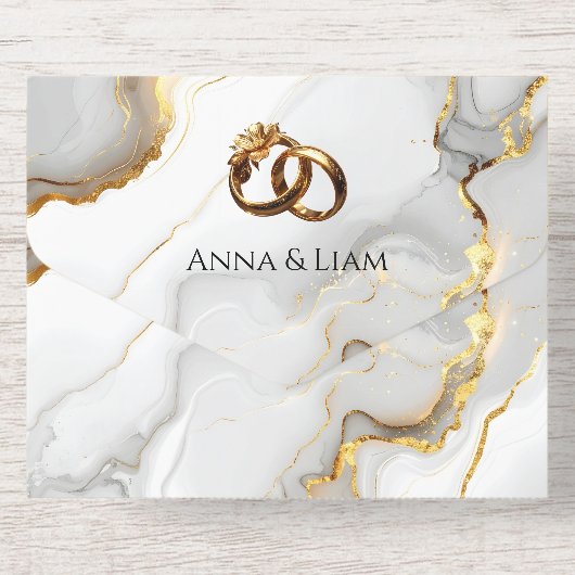 Classic Elegance Gold Wedding Invitation (Verso)