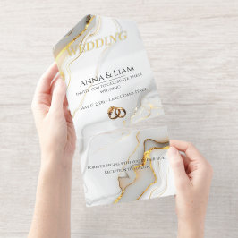 Classic Elegance Gold Wedding Invitation All In One Uitnodiging