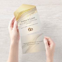 Classic Elegance Gold Wedding Invitation All In One Uitnodiging