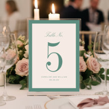 Classic Elegance Green Mariage Carte Numéro de tab