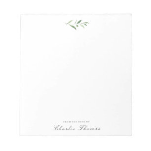 Classic Elegance Greenery Personalized Stationery Notitieblok