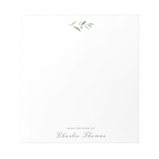 Classic Elegance Greenery Personalized Stationery Notitieblok (Voorkant)
