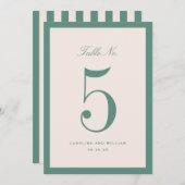 Classic Elegance Groene Trouwtafel Nummer Kaart (Voorkant / Achterkant)