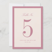Classic Elegance Mariage rose Carte Numéro de tabl (Devant)