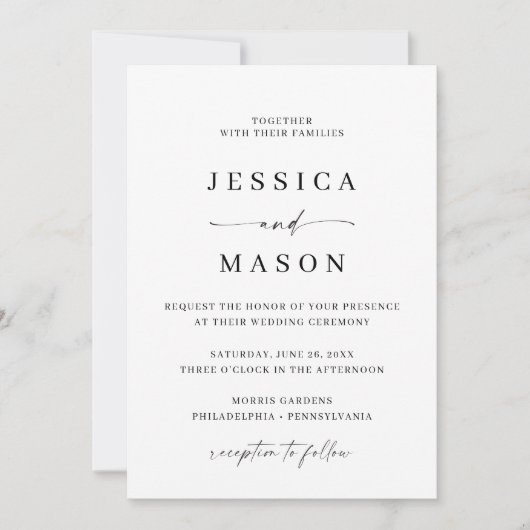 Classic Elegance Modern Minimal Wedding Invitation (Devant)