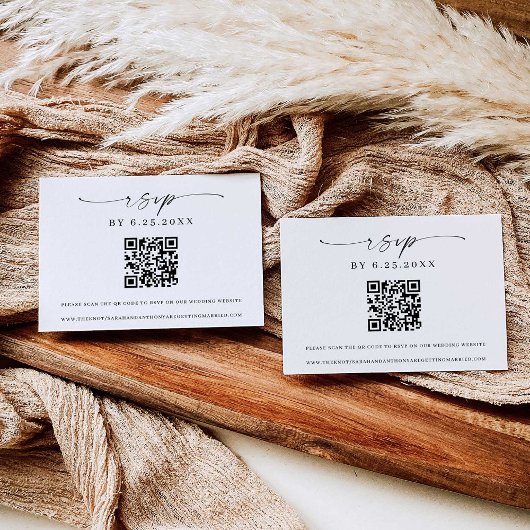 Classic Elegance Modern Wedding RSVP QR code Kaart