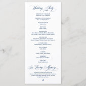 Classic Elegance Navy Blue Script Wedding Ceremony Programma (Achterkant)