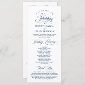 Classic Elegance Navy Blue Script Wedding Ceremony Programma (Voorkant / Achterkant)