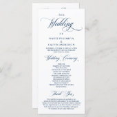 Classic Elegance Navy Blue, Wedding Ceremony Progr Programma (Voorkant / Achterkant)