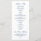 Classic Elegance Navy Blue, Wedding Ceremony Progr Programma (Achterkant)