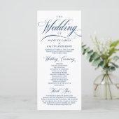 Classic Elegance Navy Blue, Wedding Ceremony Progr Programma (Staand voorkant)