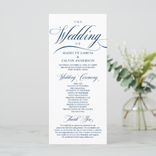 Classic Elegance Navy Blue, Wedding Ceremony Progr Programma