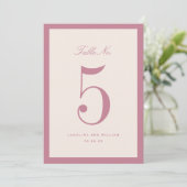 Classic Elegance Roze Trouwtafel Nummer Kaart (Staand voorkant)
