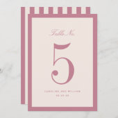 Classic Elegance Roze Trouwtafel Nummer Kaart (Voorkant / Achterkant)
