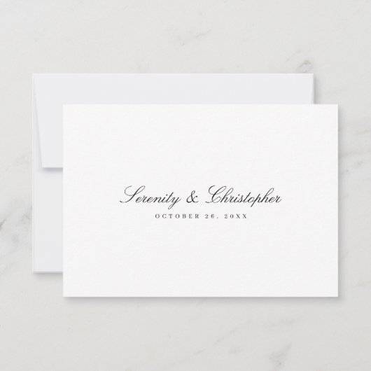 Classic Elegance Script Eenvoudige QR code bruilof RSVP Kaartje (Achterkant)