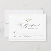 Classic Elegance Script Greenery bruiloft RSVP Kaartje (Voorkant)
