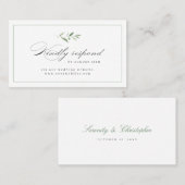 Classic Elegance Script Greenery bruiloft RSVP Plaatskaartje (Voorkant / Achterkant)