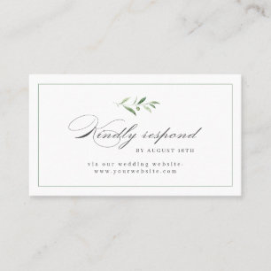 Classic Elegance Script Greenery bruiloft RSVP Plaatskaartje